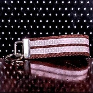 Handmade Polka Dot Key Fob with Split Key Ring